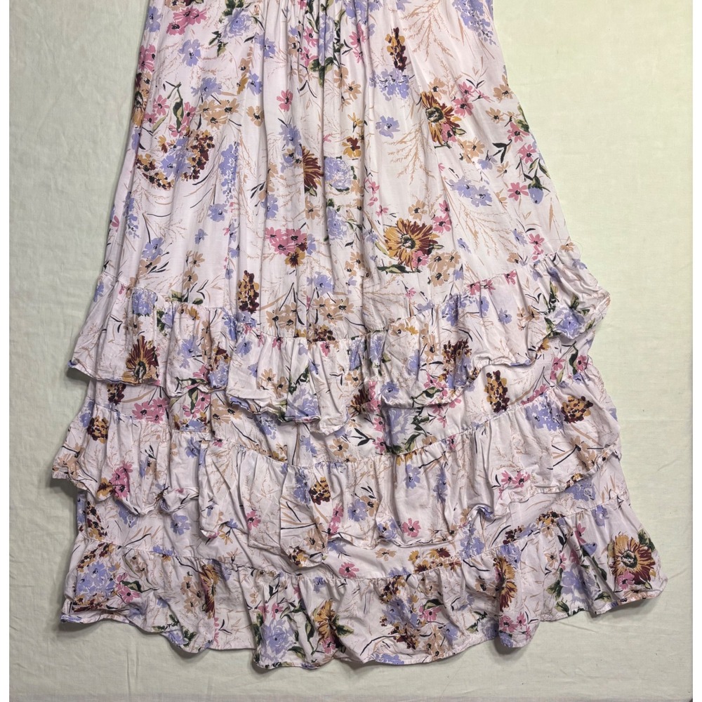 Anthropologie Floral Tiered Cap-Sleeve Midi Dress - SIZE XS Petite - Picture 16 of 16